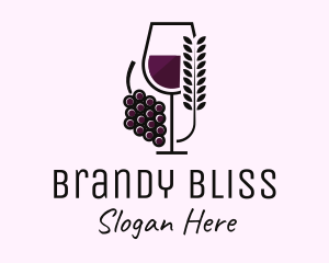 Leaf Grape Wine Glass logo design