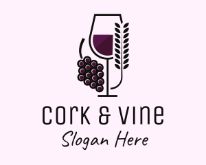 Leaf Grape Wine Glass logo design