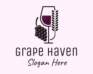 Leaf Grape Wine Glass logo design