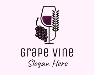 Leaf Grape Wine Glass logo design