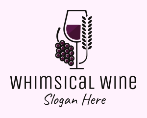 Leaf Grape Wine Glass logo design