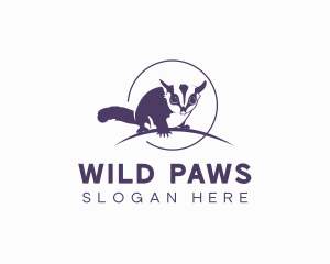 Wild Sugar Glider Animal logo design