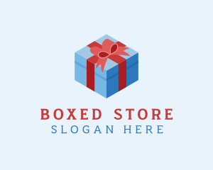 Isometric 3D Gift Present logo design