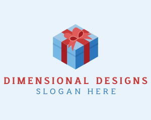 Isometric 3D Gift Present logo design