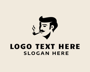 Mustache Man Smoking logo