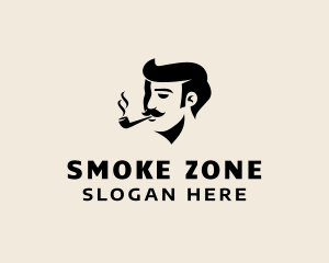 Mustache Man Smoking logo design