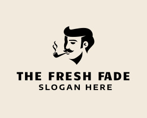 Mustache Man Smoking logo design