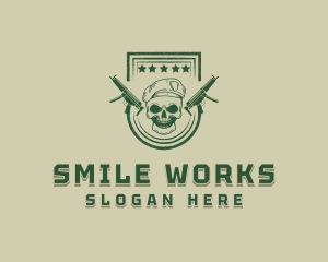 Military Gun Skull Logo