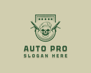 Military Gun Skull logo