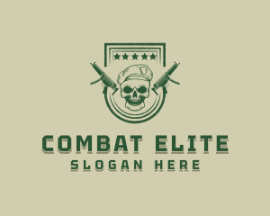 Military Gun Skull logo
