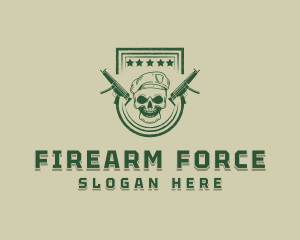 Military Gun Skull logo design