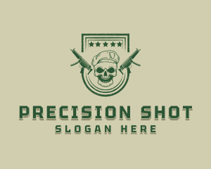 Military Gun Skull logo design