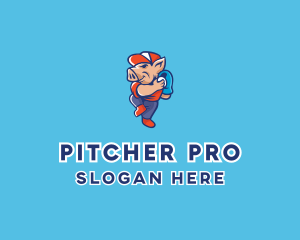 Pig Baseball Pitcher logo