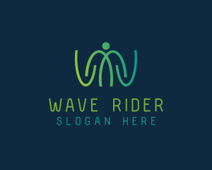 Human Wave Signal Letter W logo design