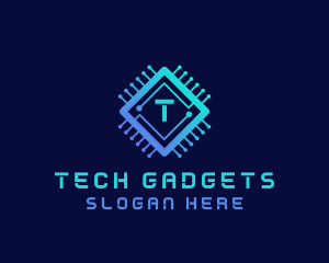 Tech Circuit Microchip logo design