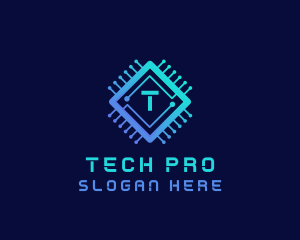 Tech Circuit Microchip logo design