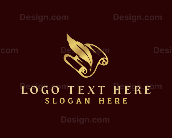 Law Feather Quill Paper Logo