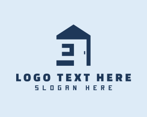 Blue Home Door Letter E Logo