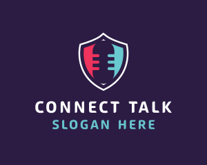 Microphone Talk Shield logo design