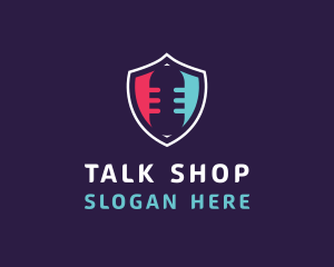 Microphone Talk Shield logo design