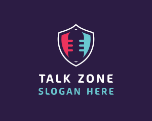 Microphone Talk Shield logo design