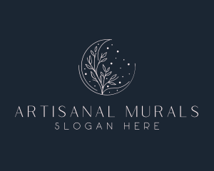 Floral Crescent Moon logo design