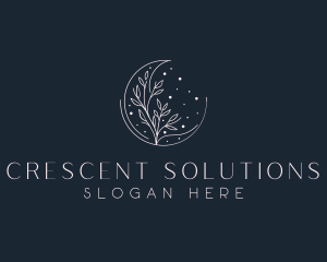 Floral Crescent Moon logo design