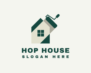 Minimalist House Paint Roller logo design