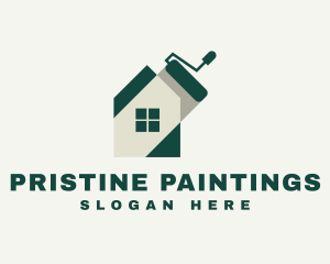 Minimalist House Paint Roller logo design