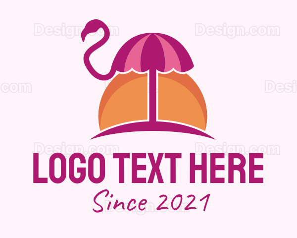 Sunset Flamingo Umbrella Logo