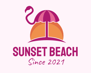 Sunset Flamingo Umbrella  logo design