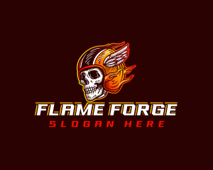 Flaming Skull Helmet logo design