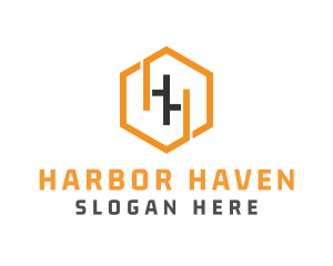 Hexagonal Letter HH logo design