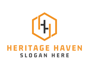 Hexagonal Letter HH logo design