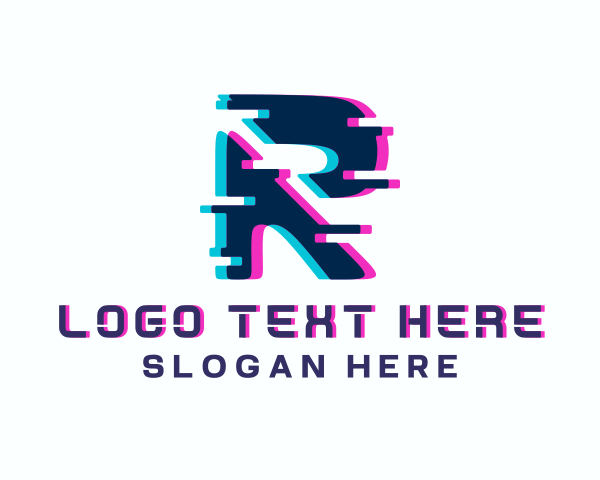 Cyber Glitch Letter R  logo