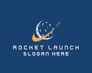 Moon Space Rocket logo design