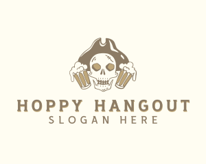 Hipster Beer Skull  logo