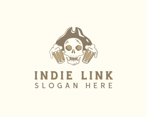 Hipster Beer Skull  logo