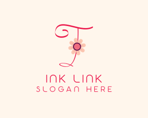 Pink Flower Letter I logo design