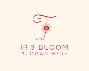 Pink Flower Letter I logo design