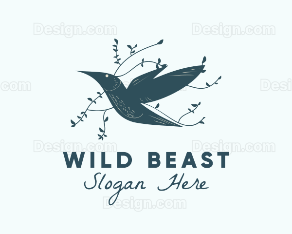 Blue Hummingbird Foliage Logo