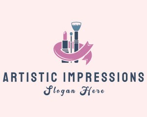 Cosmetic Makeup Ribbon logo design