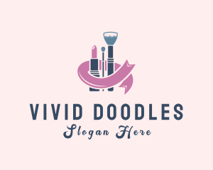 Cosmetic Makeup Ribbon logo design