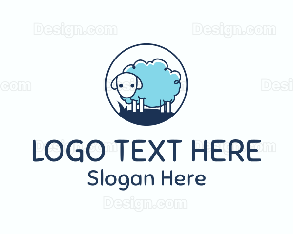 Cute Blue Sheep Logo