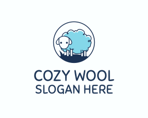 Cute Blue Sheep logo design