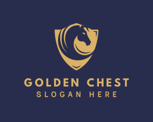 Golden Shield Horse logo design