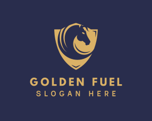 Golden Shield Horse logo design