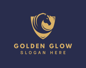 Golden Shield Horse logo design