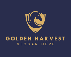 Golden Shield Horse logo design