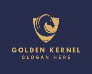 Golden Shield Horse logo design